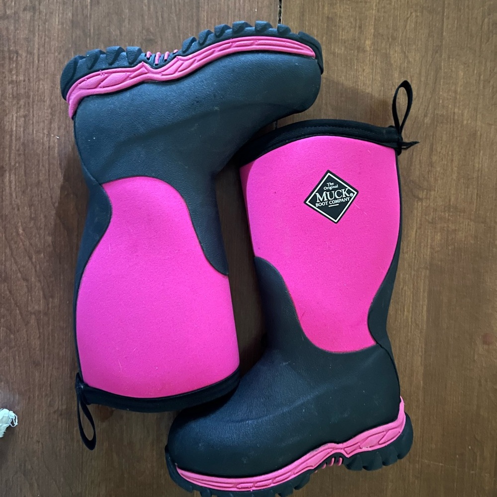 Pink and Black Waterproof Rain and Snow Boots